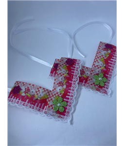 Colarinho estampado, sem lao, com rendinha